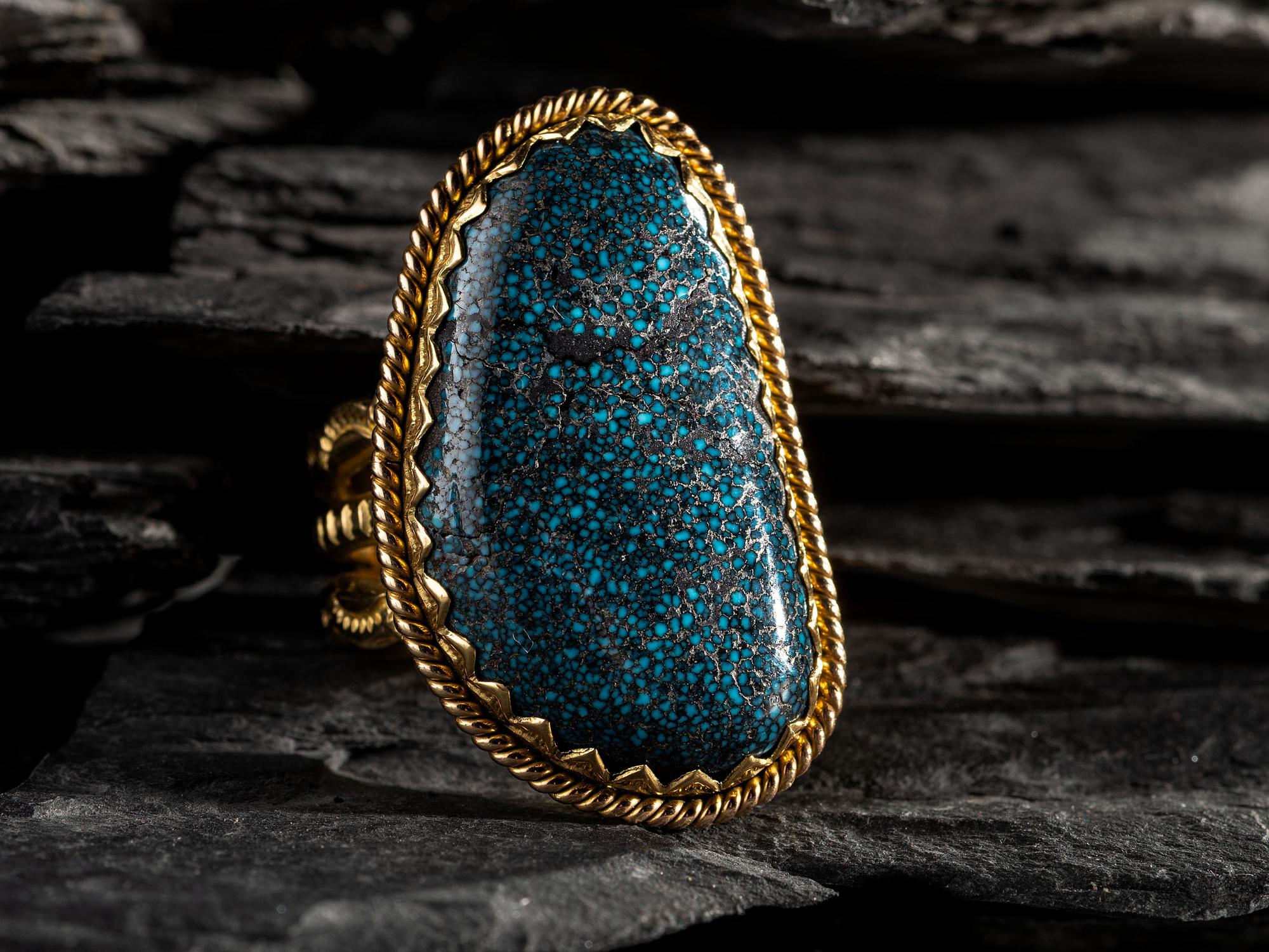 18K Gold and 22.7ct Lander Blue Turquoise Ring