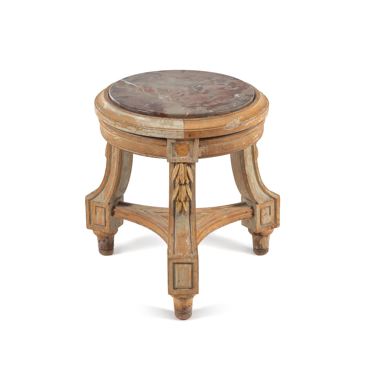 A Louis XVI Style Painted Marble-Top Pedestal Table