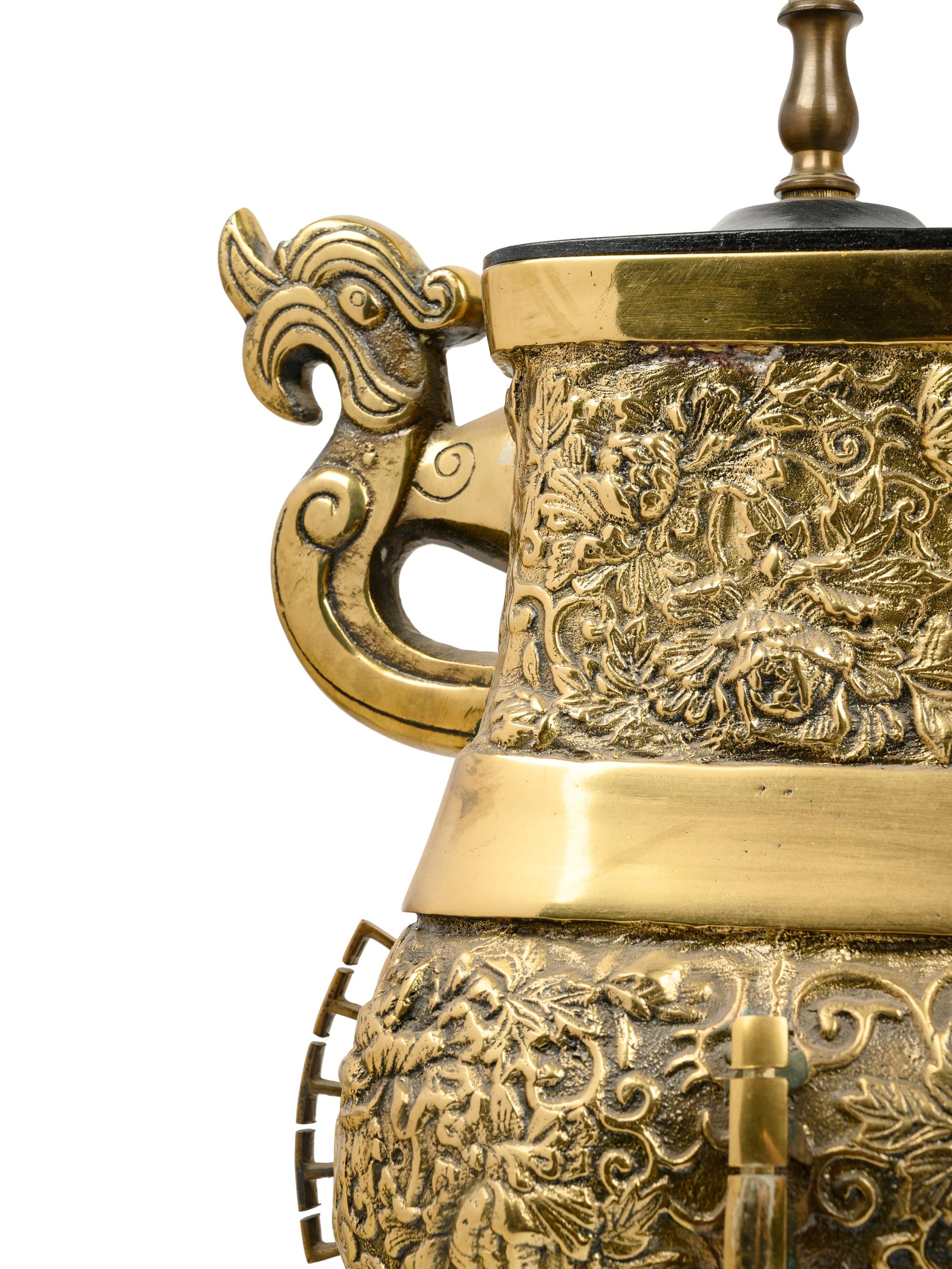 A Pair of Chinese Bronze Archaistic Bronze Hu Vases