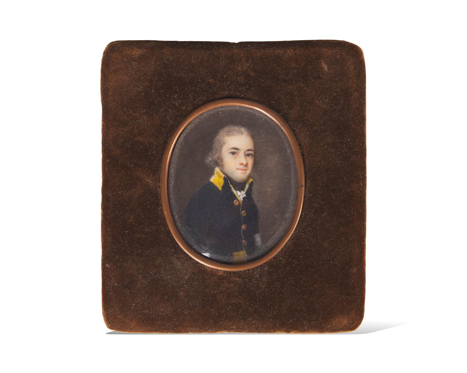 Continental School 18th Century, A Portrait Miniature of a Young Officer