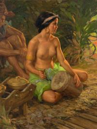 Seated Nude with Drum