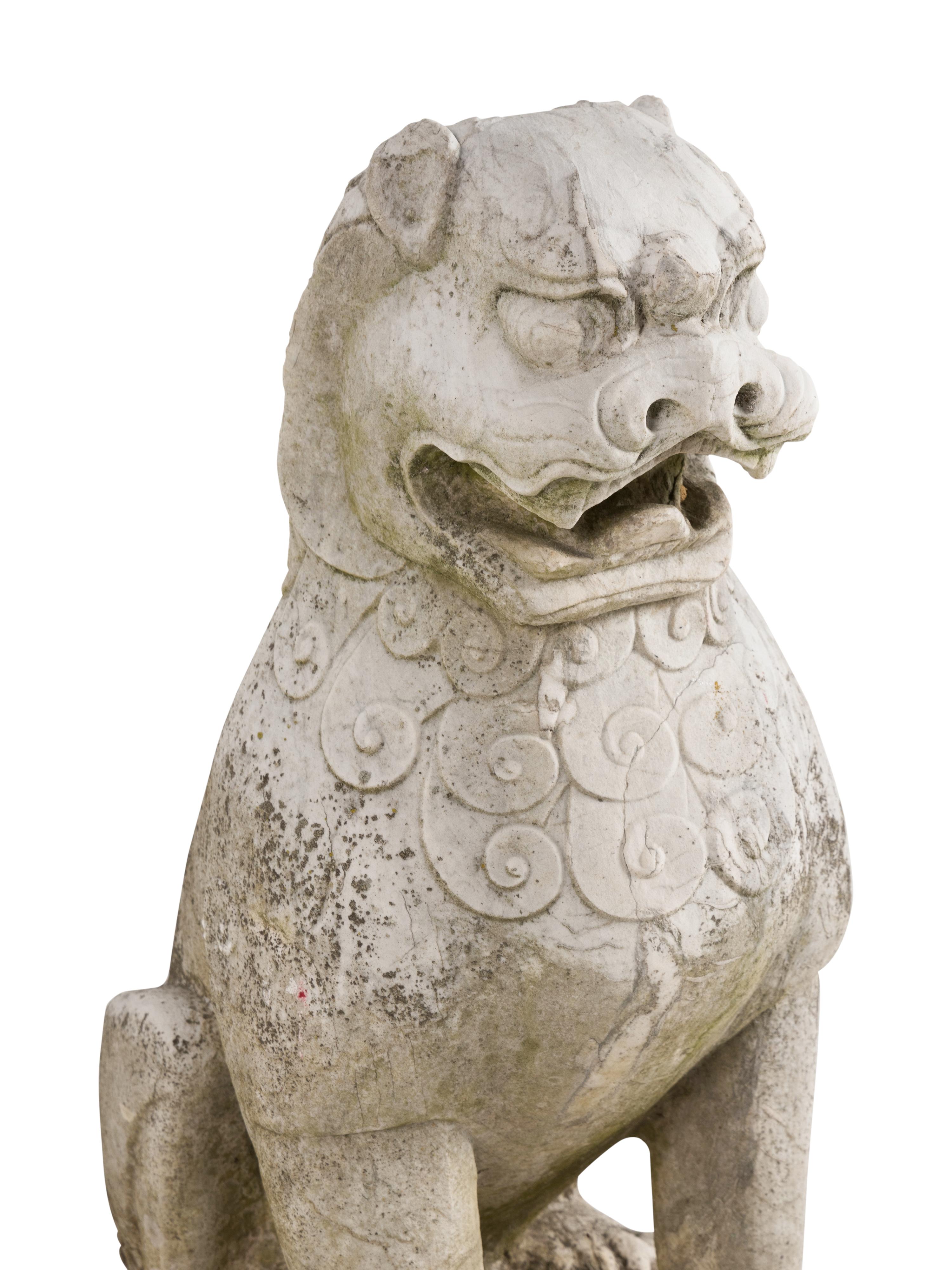A Pair of Marble Guardian Lions