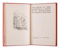 MILNE, Alan Alexander (“A.A. Milne”) (1882-1956). The House at Pooh Corner . Ernest Howard SHEPARD (1879-1976), illustrator. London: Methuen & Co. Ltd., 1928.