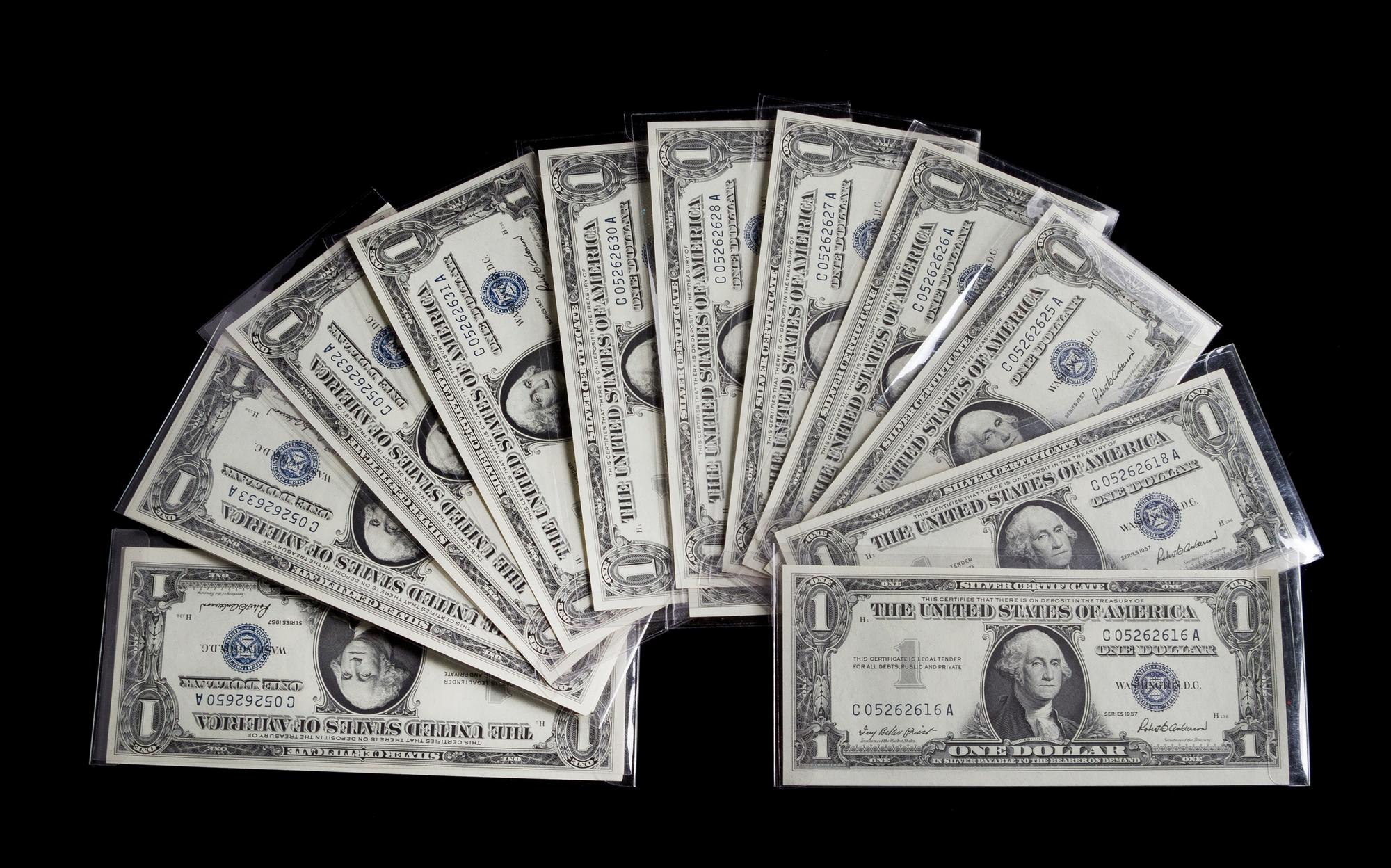 A Group of Fifty United States 1957 $1 Silver Certificates
