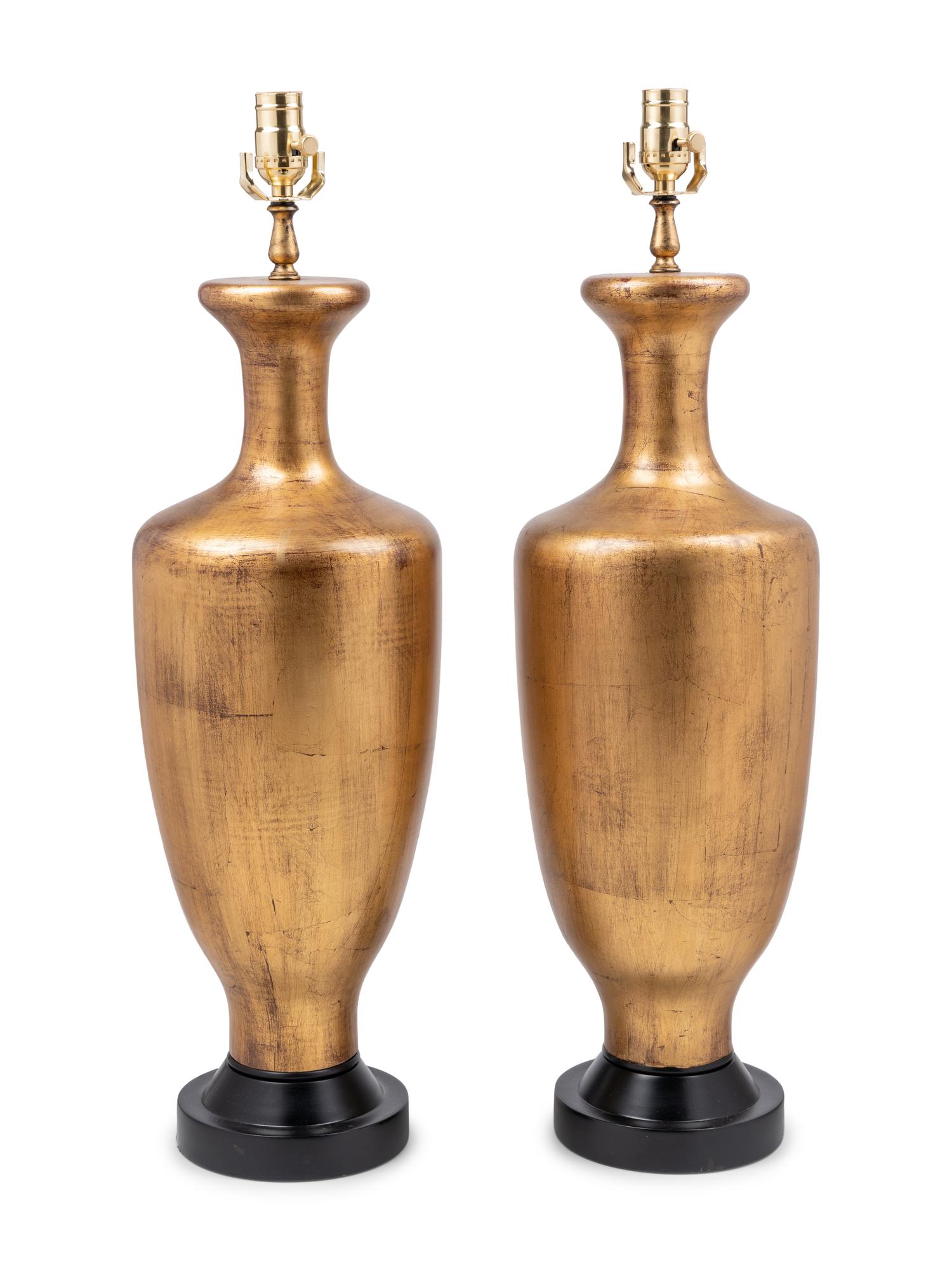 A Pair of Giltwood Baluster-Form Lamps