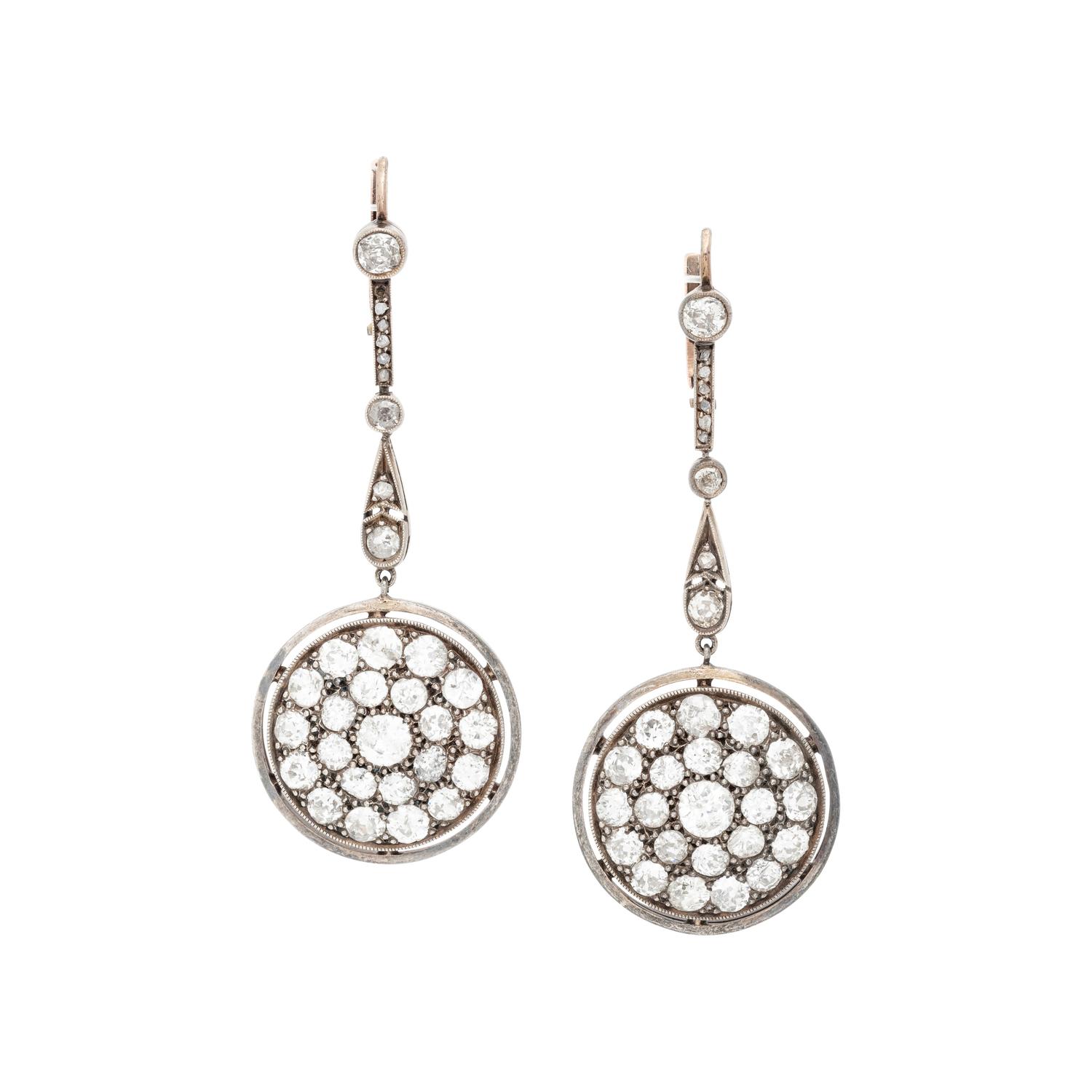 ANTIQUE, DIAMOND EARRINGS