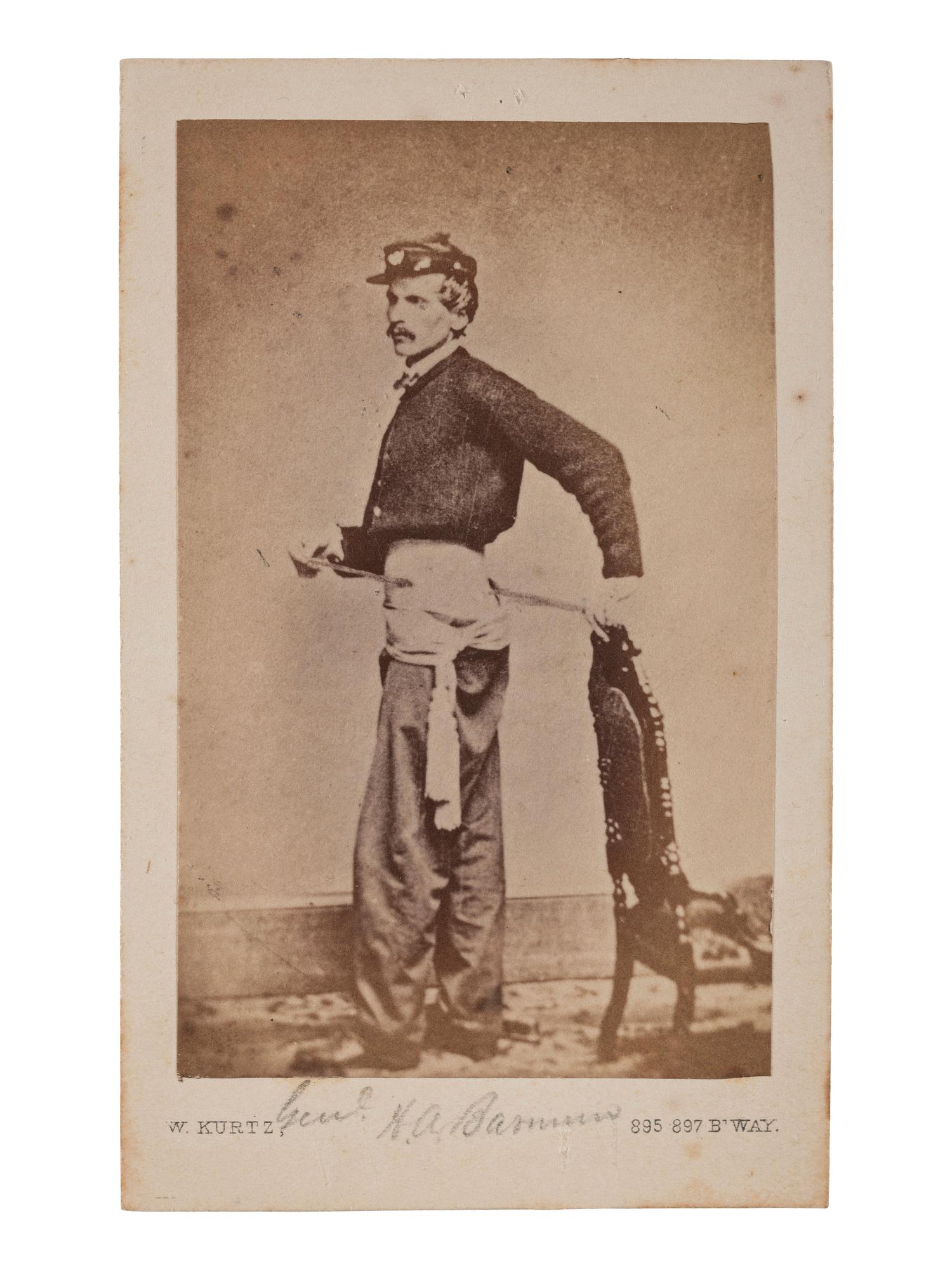 [CIVIL WAR - PHOTOGRAPHY]. KURTZ, W., photographer. CDV of Medal of Honor recipient General Henry Alanson Barnum, 12th and 149th New York Infantry, showing off his hip wound sustained at Malvern Hill. New York: n.d.