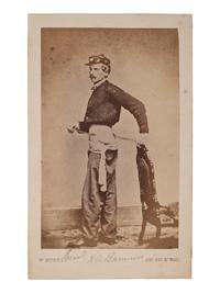 [CIVIL WAR - PHOTOGRAPHY]. KURTZ, W., photographer. CDV of Medal of Honor recipient General Henry Alanson Barnum, 12th and 149th New York Infantry, showing off his hip wound sustained at Malvern Hill. New York: n.d.