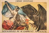 (WWI POSTERS) FAIVRE, ABEL. A group of five WWI propaganda posters. Size of largest 47 x 31 inches.