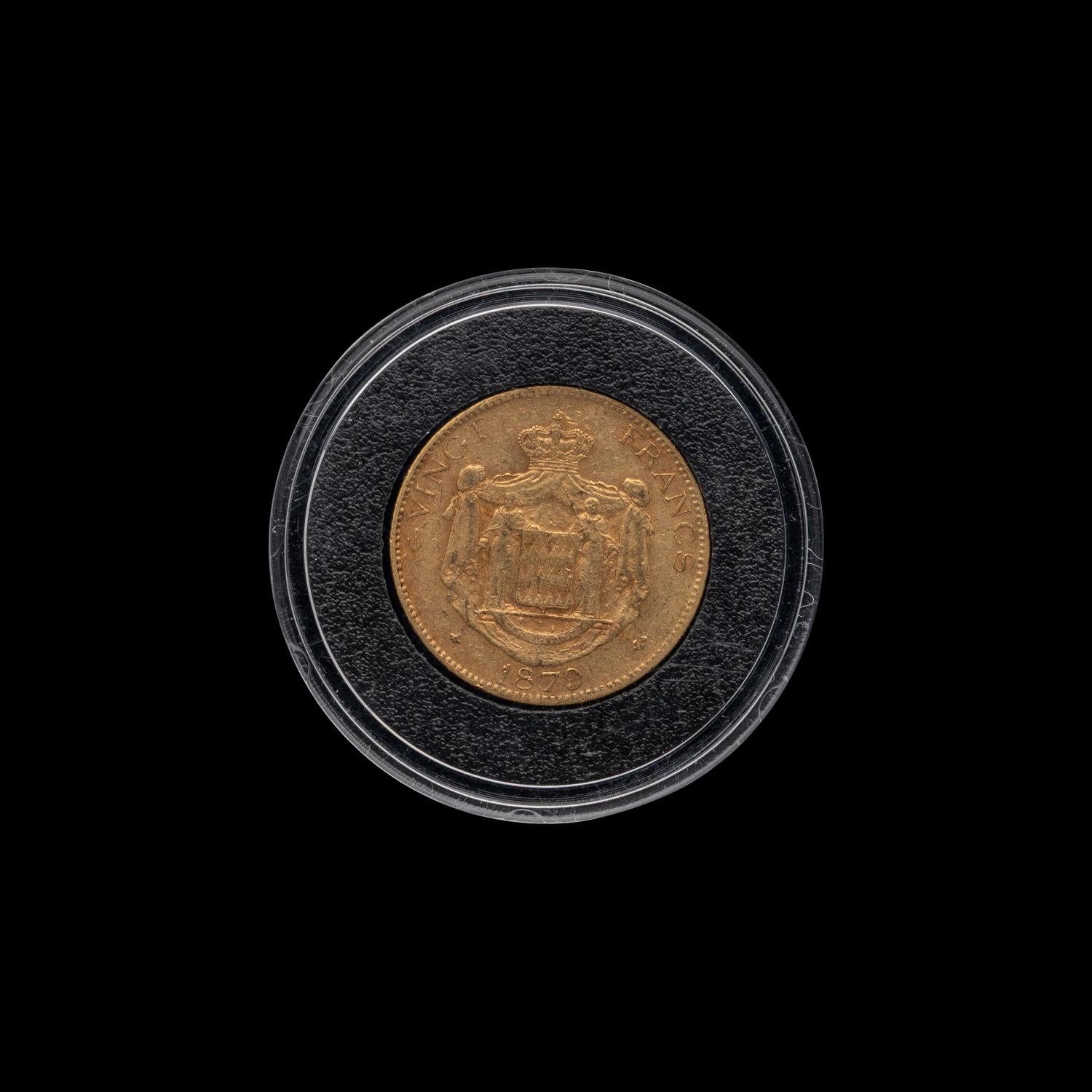 [MONACO] An 1879 Charles III 20 Franc Gold Coin