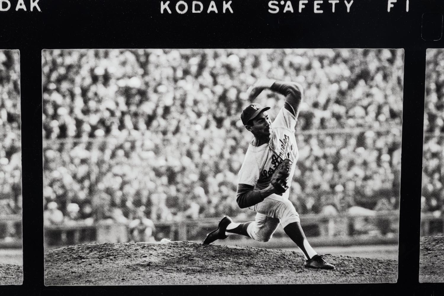 Walter Iooss Jr. (born 1943) Sandy Koufax pitches in game 7 of the World Series, Dodgers vs. Twins, Thursday, October 14th, 1965, Minneapolis