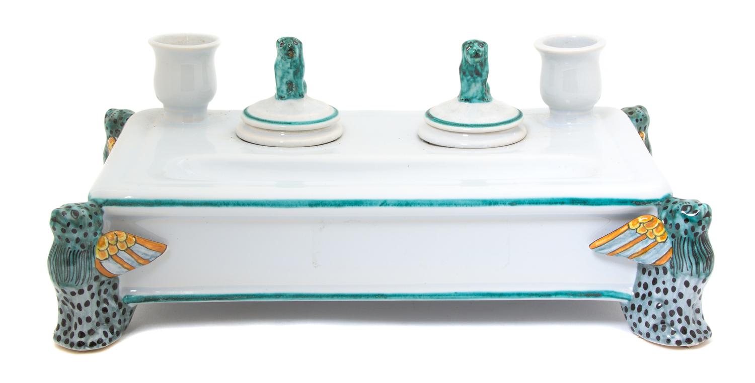 A French Porcelain Standish Length 11 1/2 inches — 20TH CENTURY