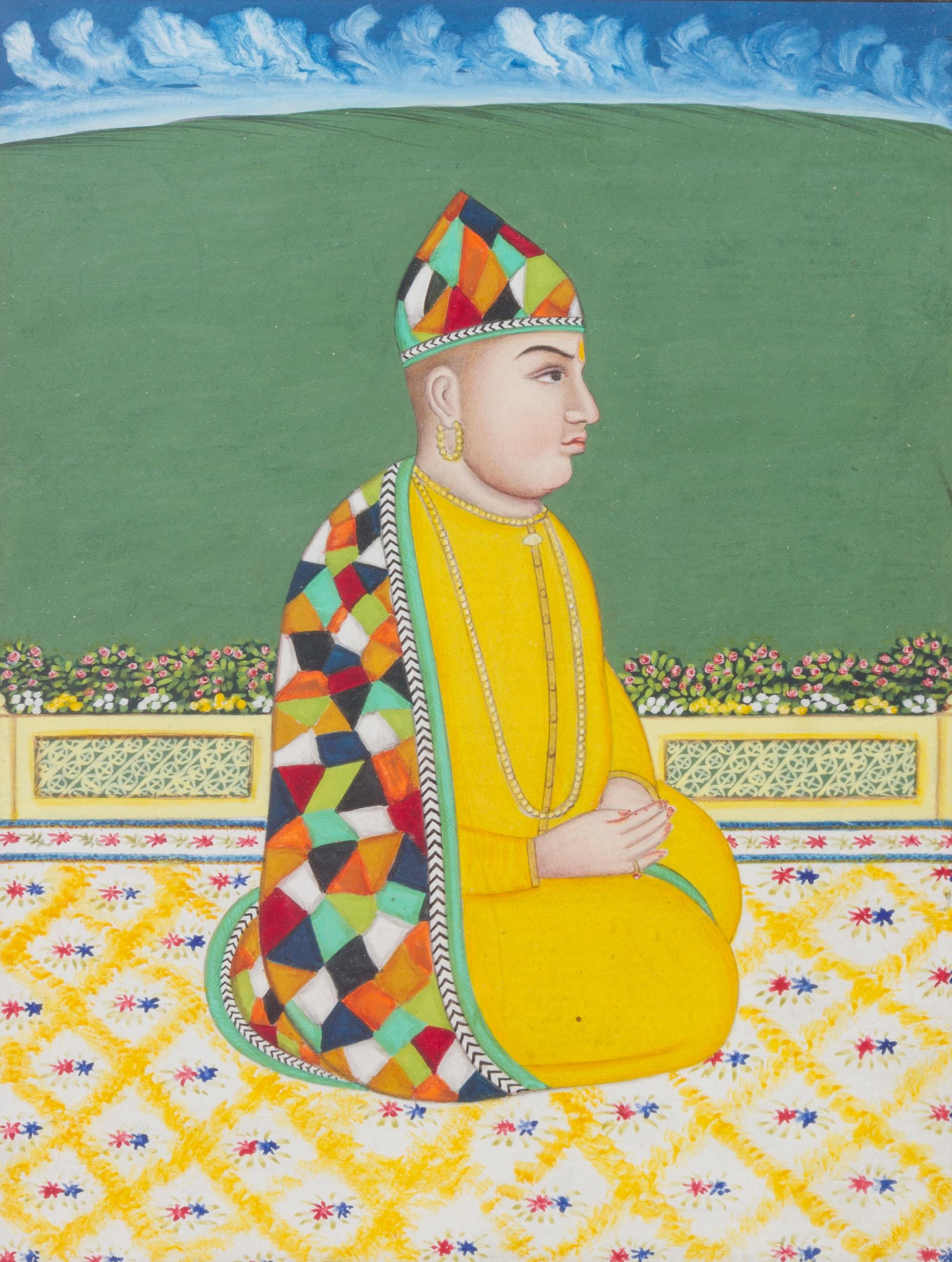 An Indian Gouache Painting Height overall 12 3/4 x width 10 3/4 inches.