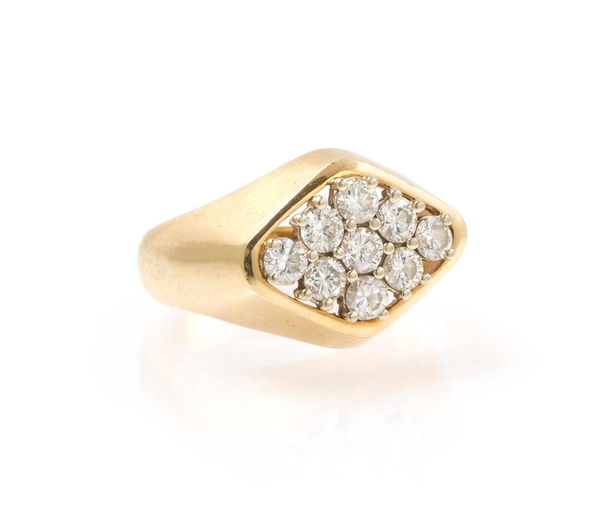 A 14 Karat Yellow Gold and Diamond Ring, 7.30 dwts.