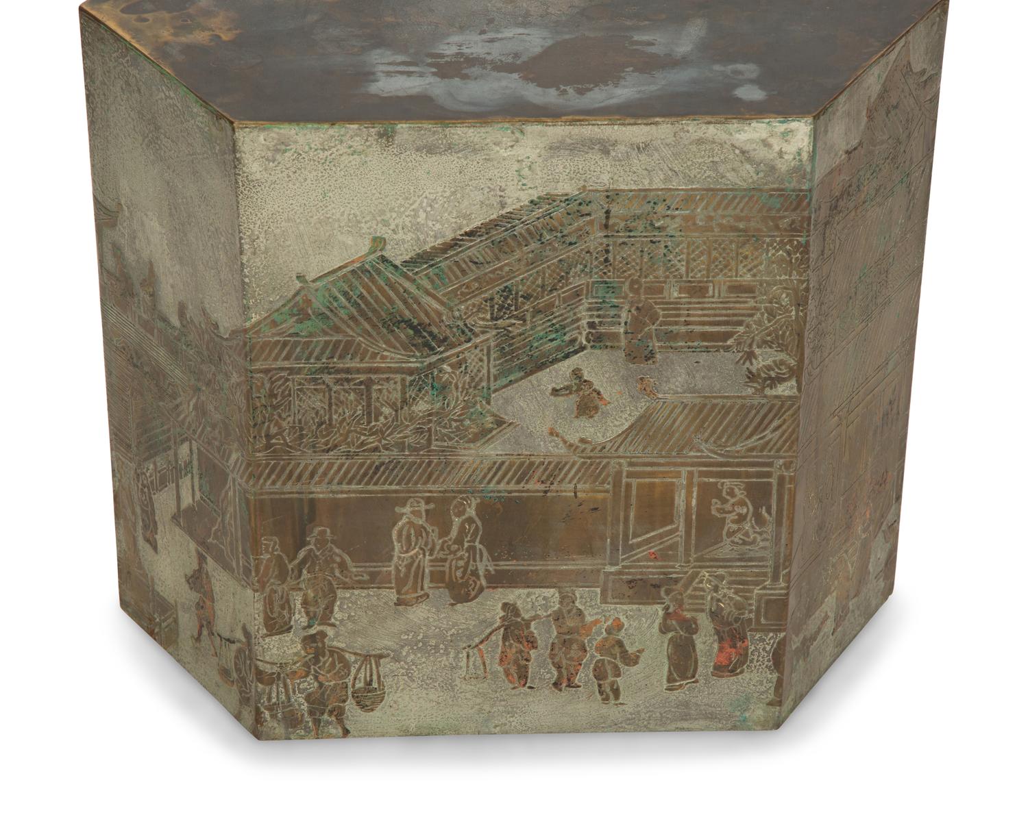 A Philip and Kelvin LaVerne Lo Ta Hexagonal Cube Side Table