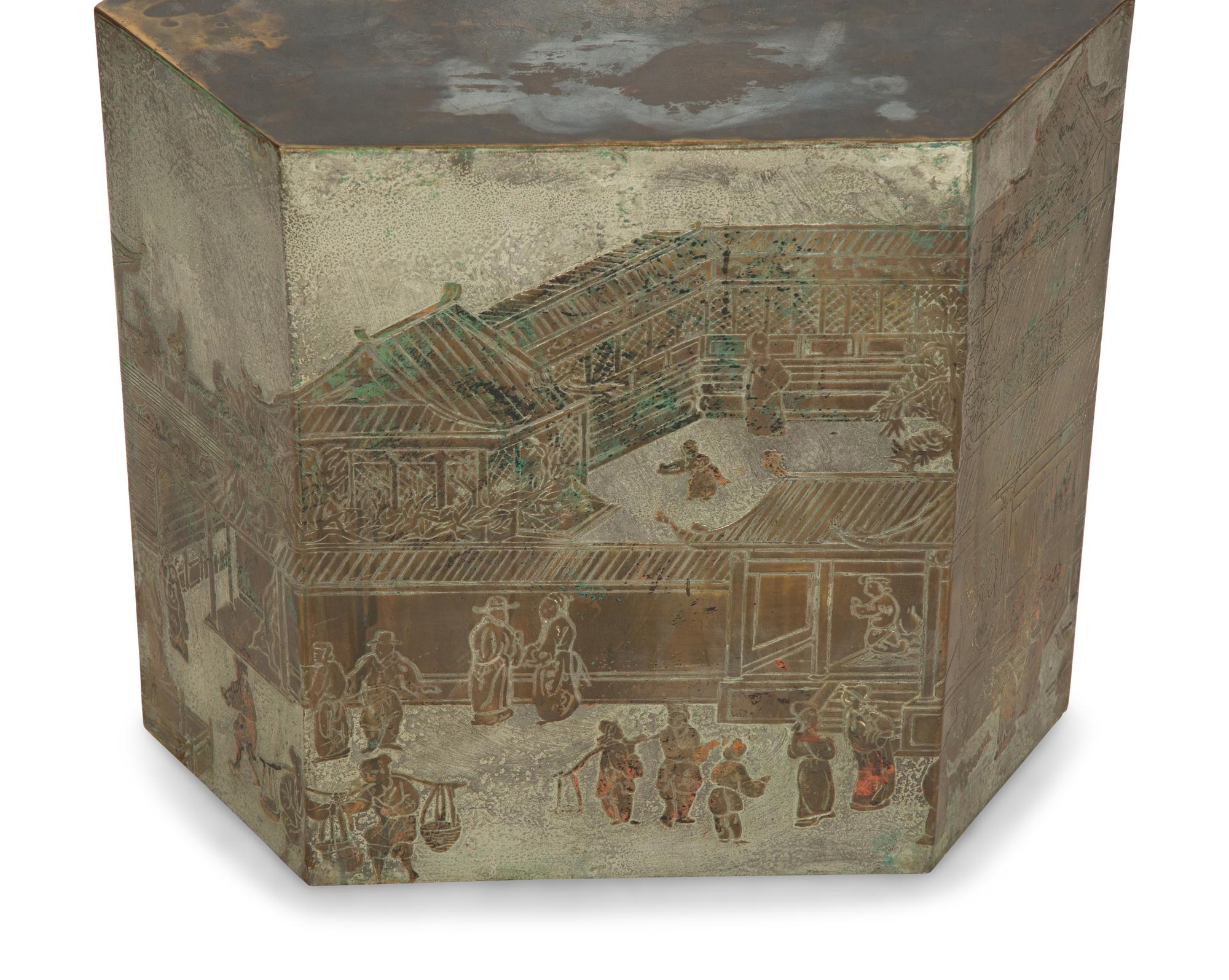 A Philip and Kelvin LaVerne Lo Ta Hexagonal Cube Side Table