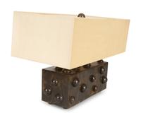A Blackman Cruz Studded Bronze Table Lamp