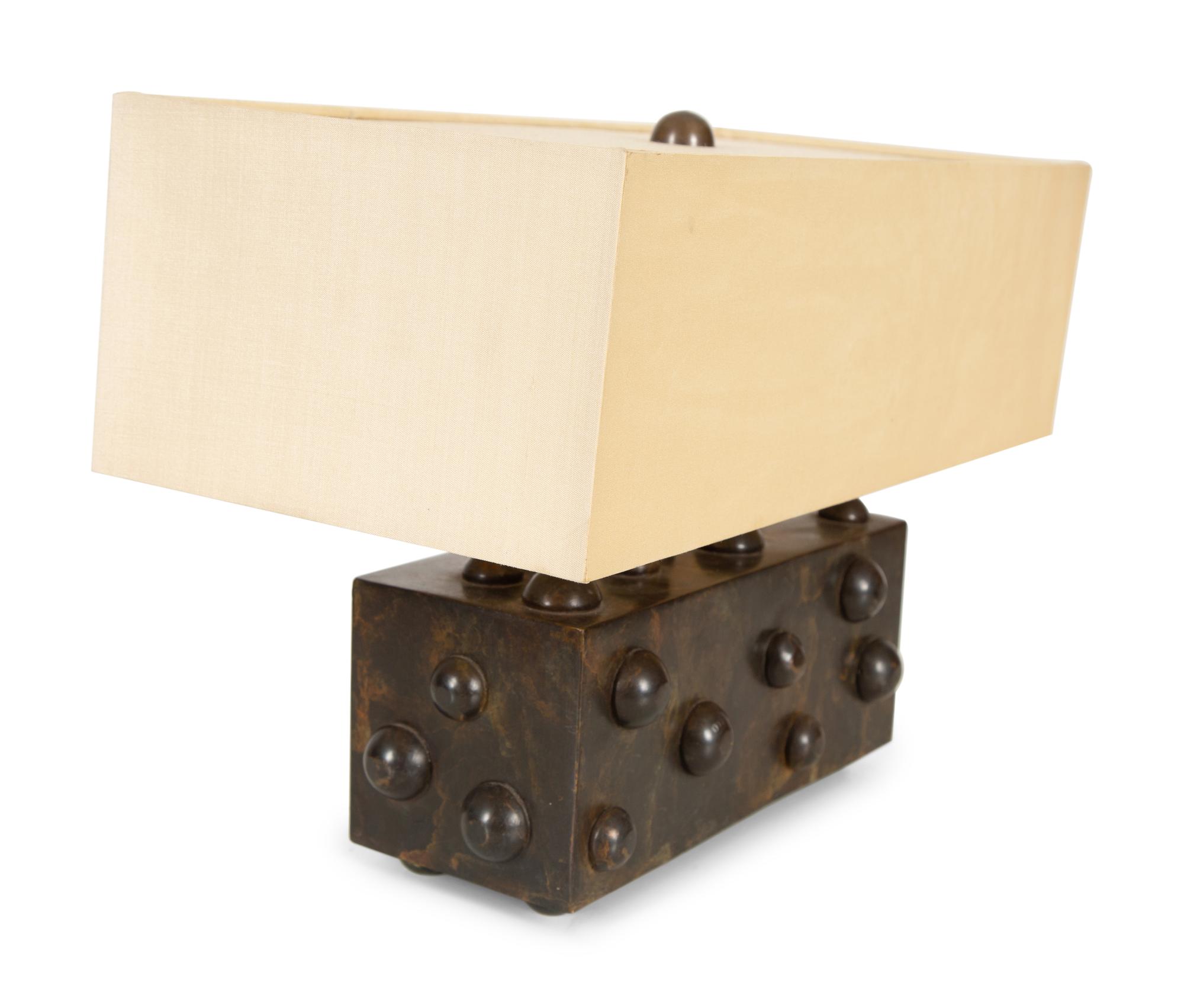 A Blackman Cruz Studded Bronze Table Lamp