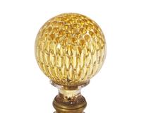 An Assembled Group of Nine Blown and Cut Glass and Metal Newel Post Finials