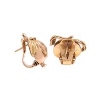 YELLOW GOLD AND RUBY POMEGRANATE EARCLIPS