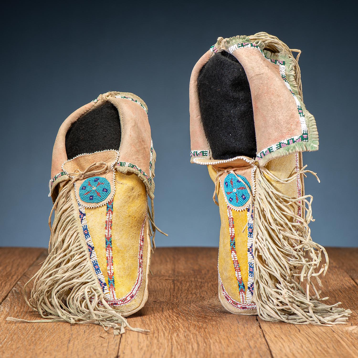 Kiowa Beaded Hide Moccasins