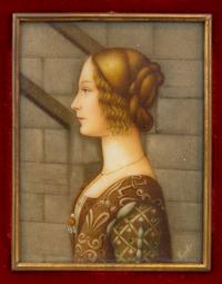 A Collection of Nine Framed Italian Miniature Portraits