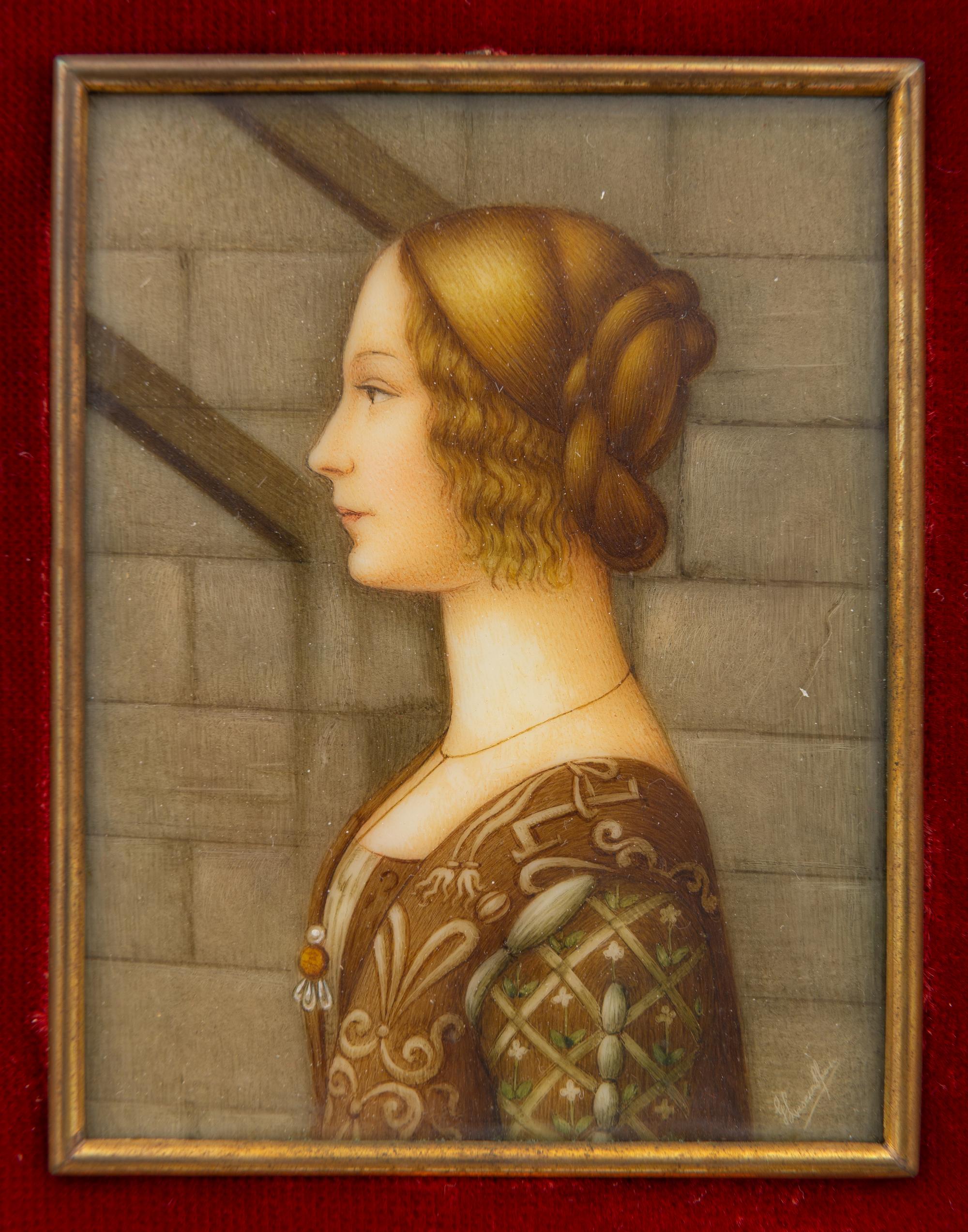 A Collection of Nine Framed Italian Miniature Portraits