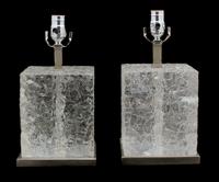 A Pair of Robert Kuo Rock Crystal Ghost Lamps Height 14 inches. — 20TH CENTURY