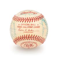 A 1983 Old Timers Game American League Team Signed Autograph Baseball With 26 Signatures Featuring Joe DiMaggio and Roger Maris (Beckett Authentication Services Letter BAS Certified),