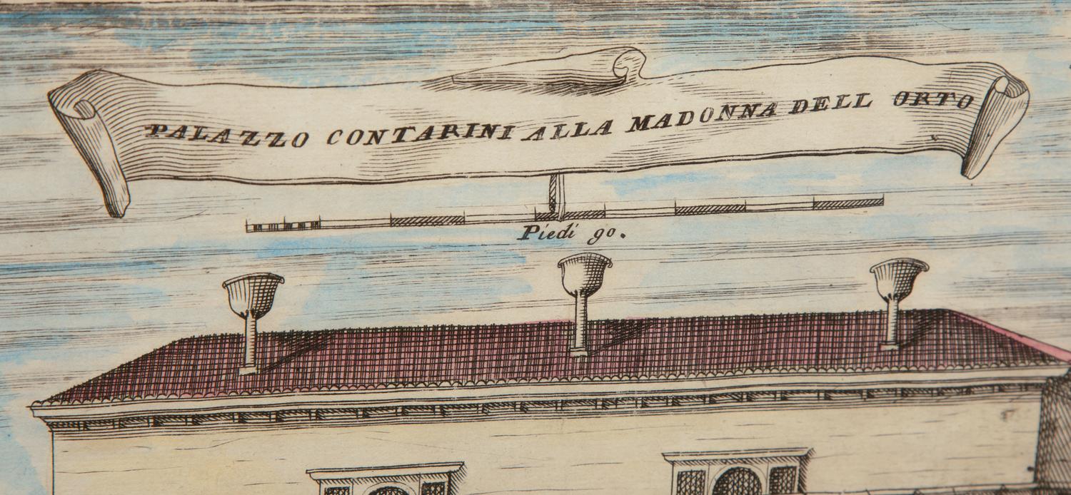 A Set of Nine Italian Hand-Colored Engravings Depicting Venetian Palaces