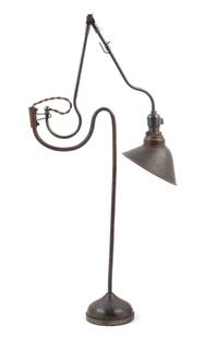 A Victorian Patinated Metal Student Lamp Height 33 x width 20 inches. — EARLY 20TH CENTURY