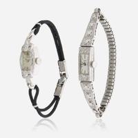 A collection of two lady's diamond wristwatches, Longines, Viccanta