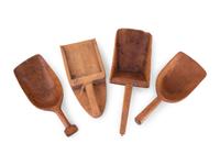 A Group of Wood Grain Scoops, Spoons and Other Utensils