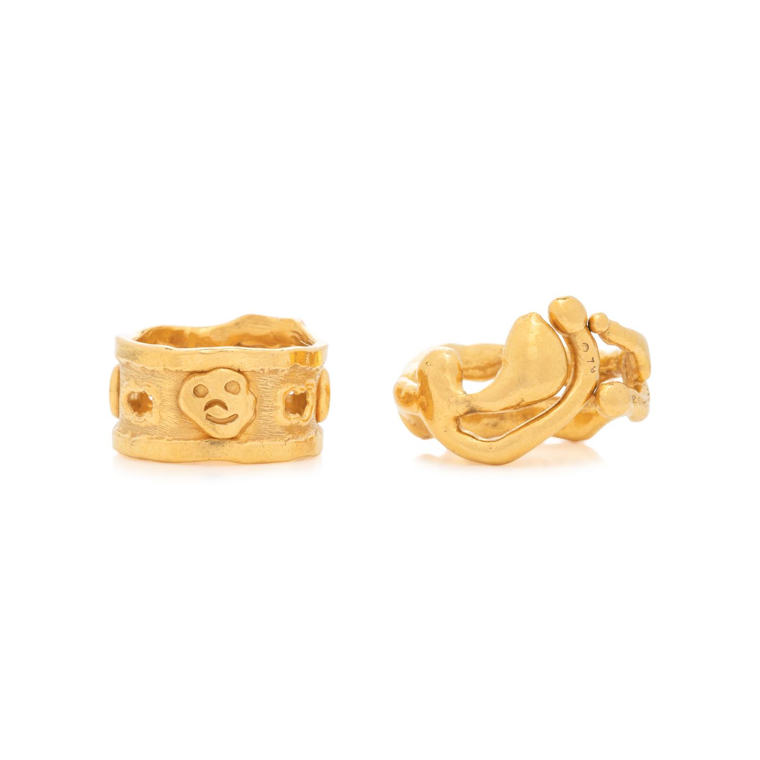 JEAN MAHIE, COLLECTION OF HIGH KARAT YELLOW GOLD RINGS