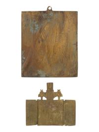 Six Russian Cast Bronze Miniature Icon Panels