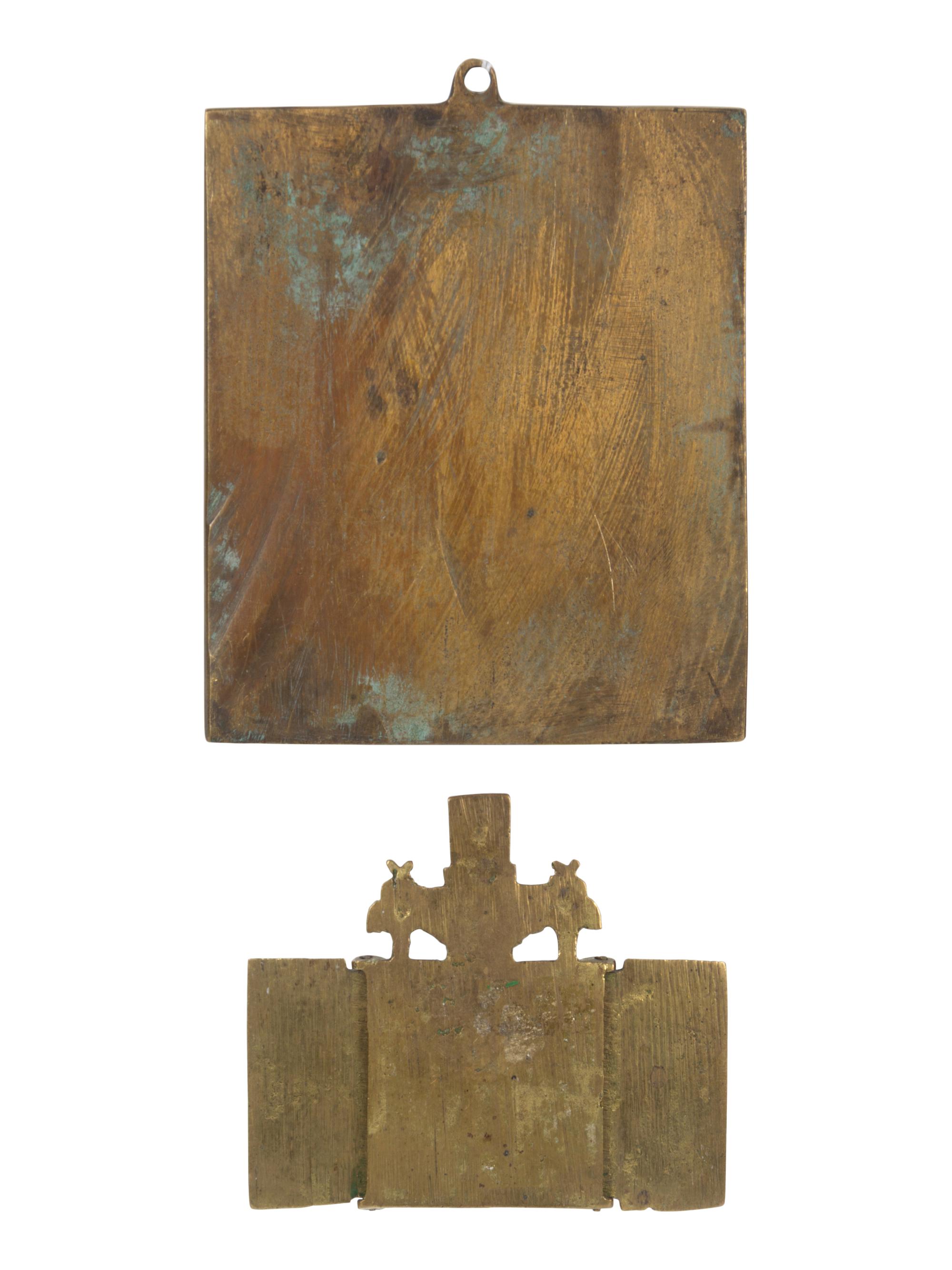Six Russian Cast Bronze Miniature Icon Panels