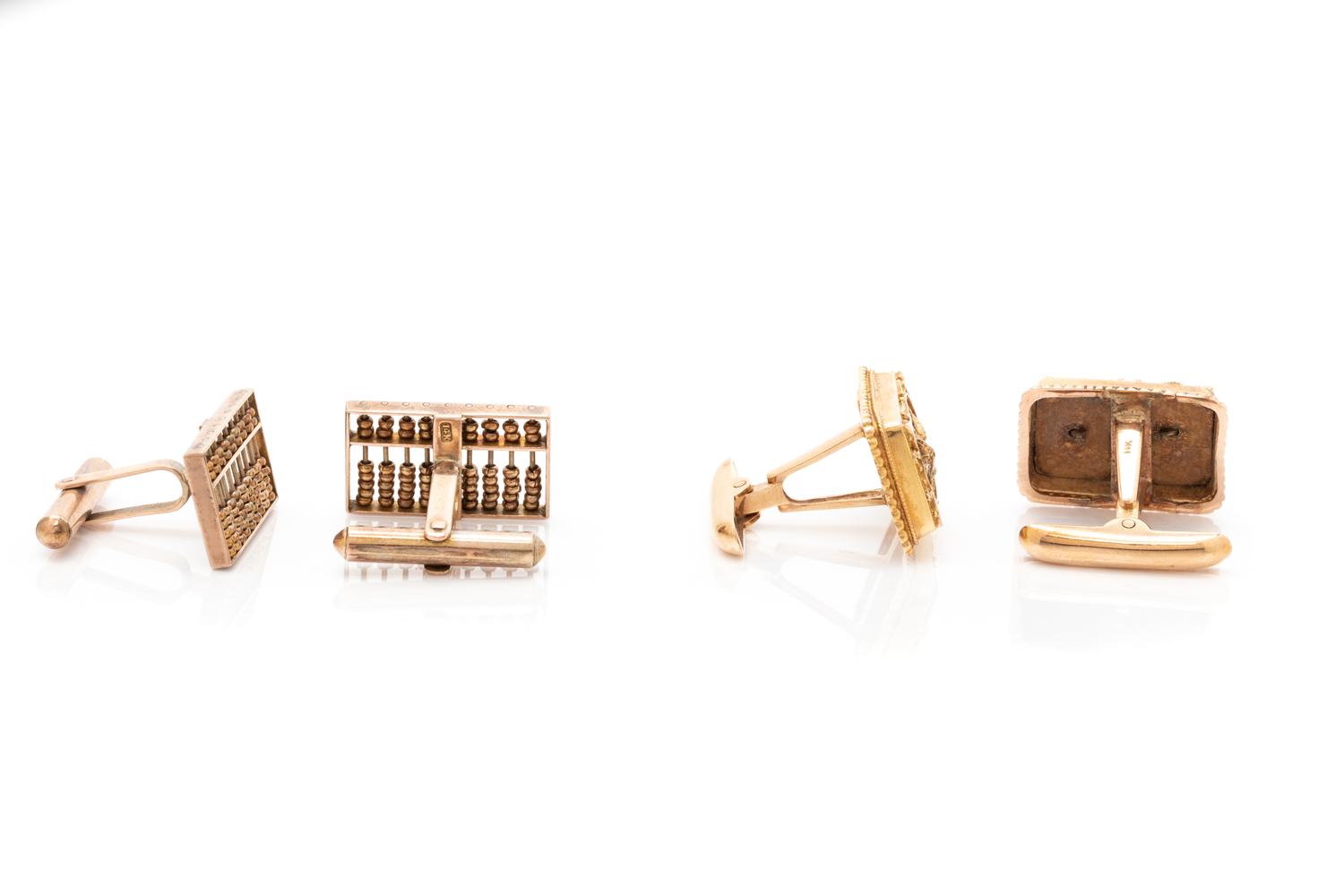 COLLECTION OF YELLOW GOLD CUFFLINKS