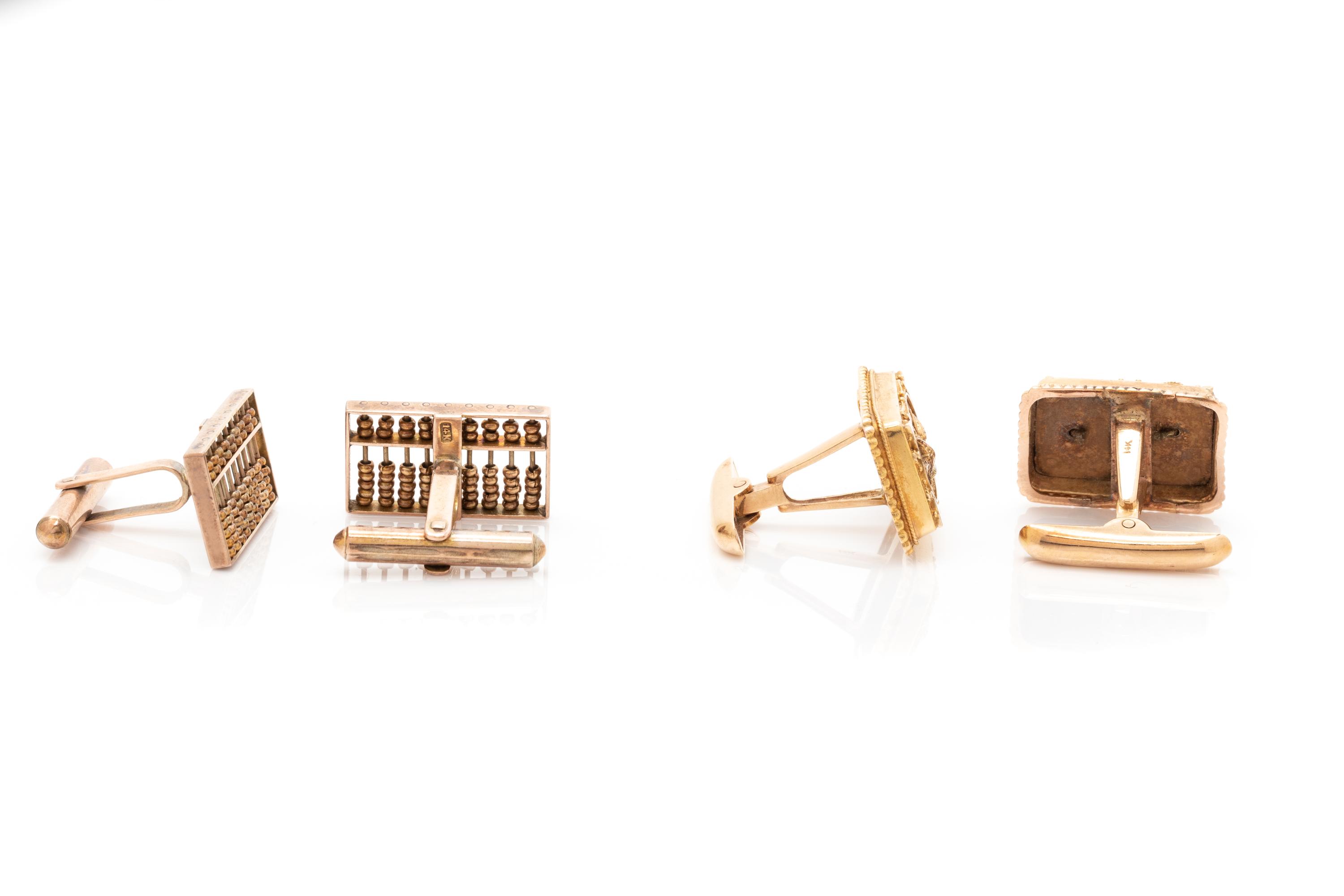 COLLECTION OF YELLOW GOLD CUFFLINKS