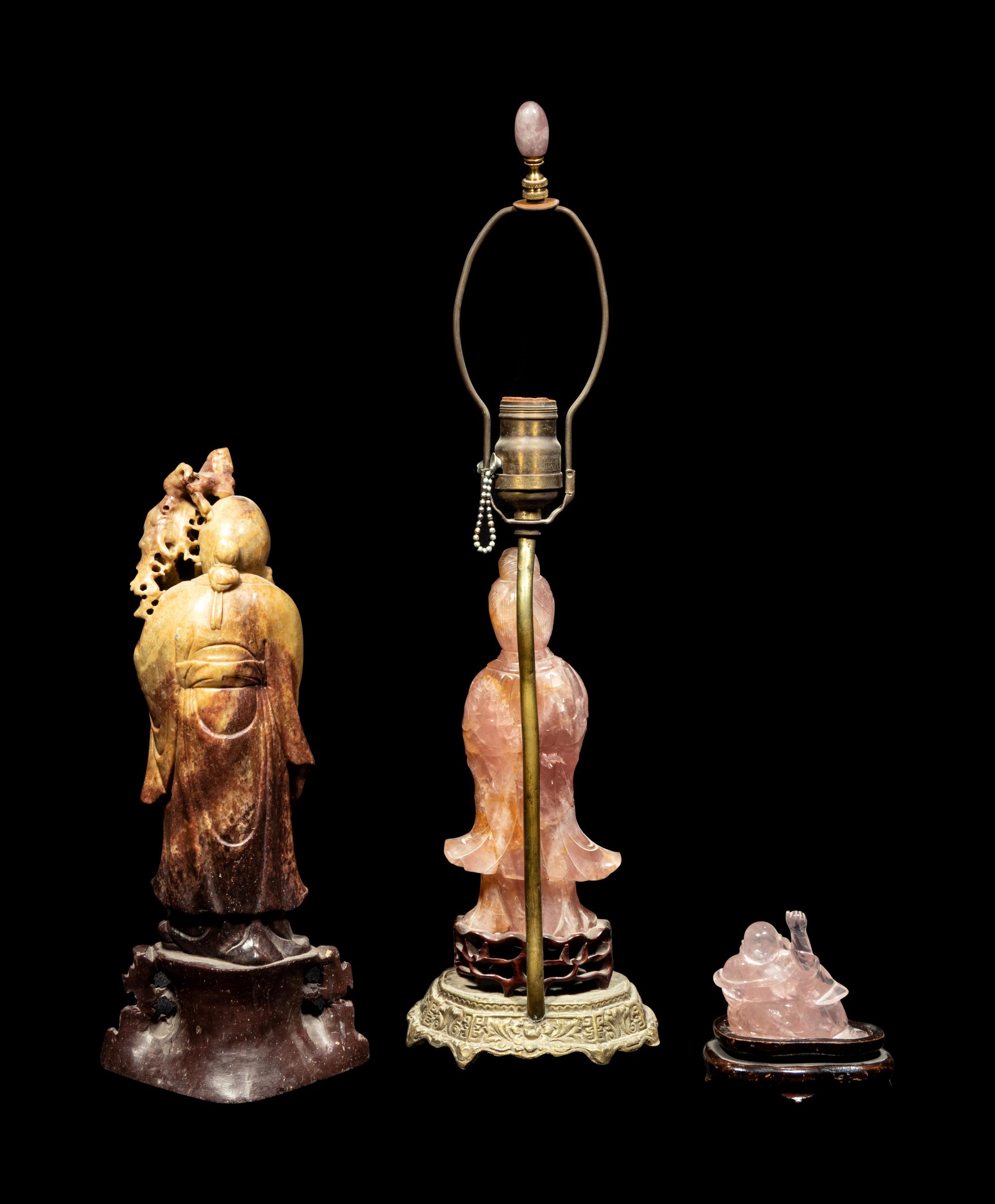 Five Chinese Carved Hardstone Figures of Immortals
