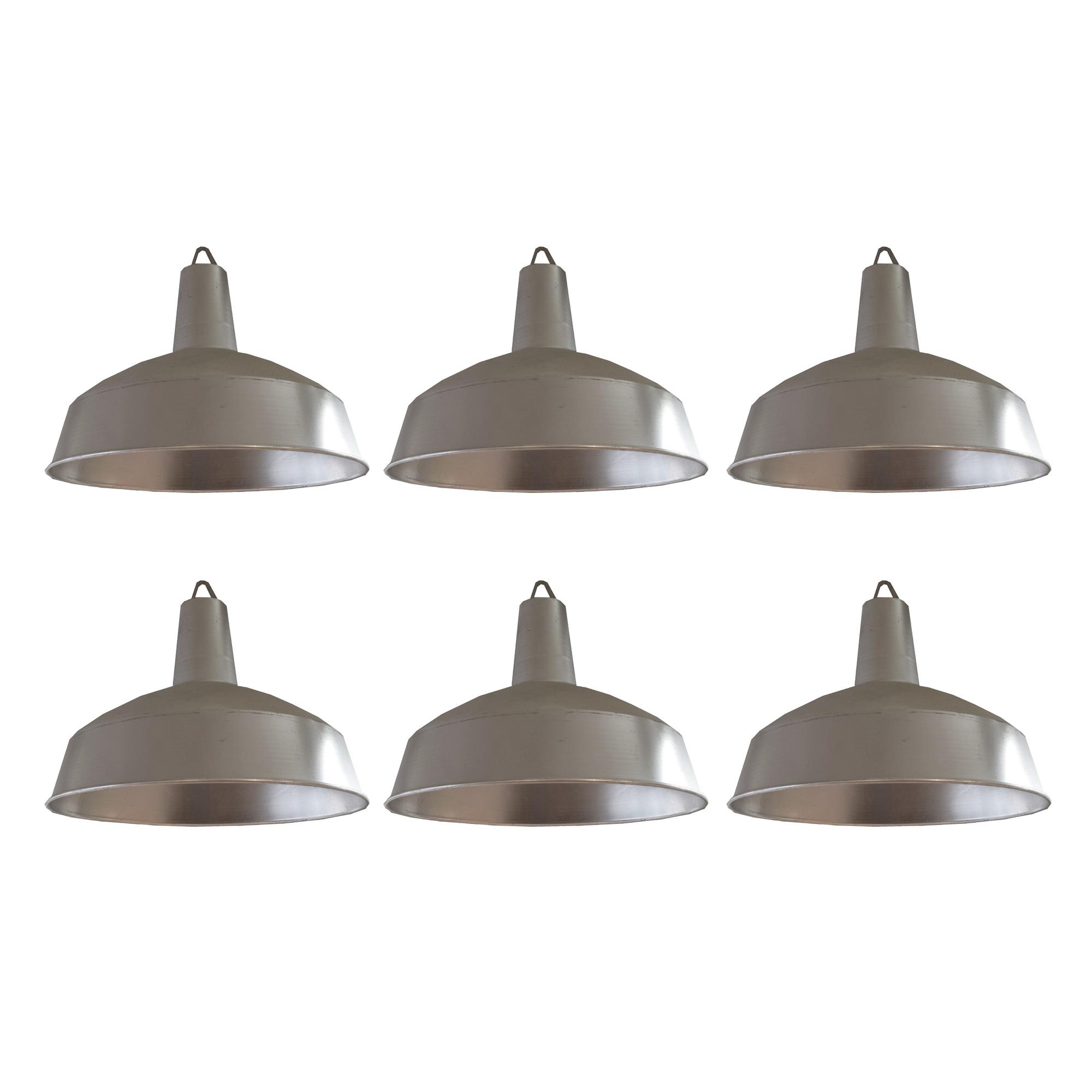 A Set of Six Industrial Aluminum Lighting Fixtures 17.5" W x 17.5" D x 14" H — France, Circa 1960