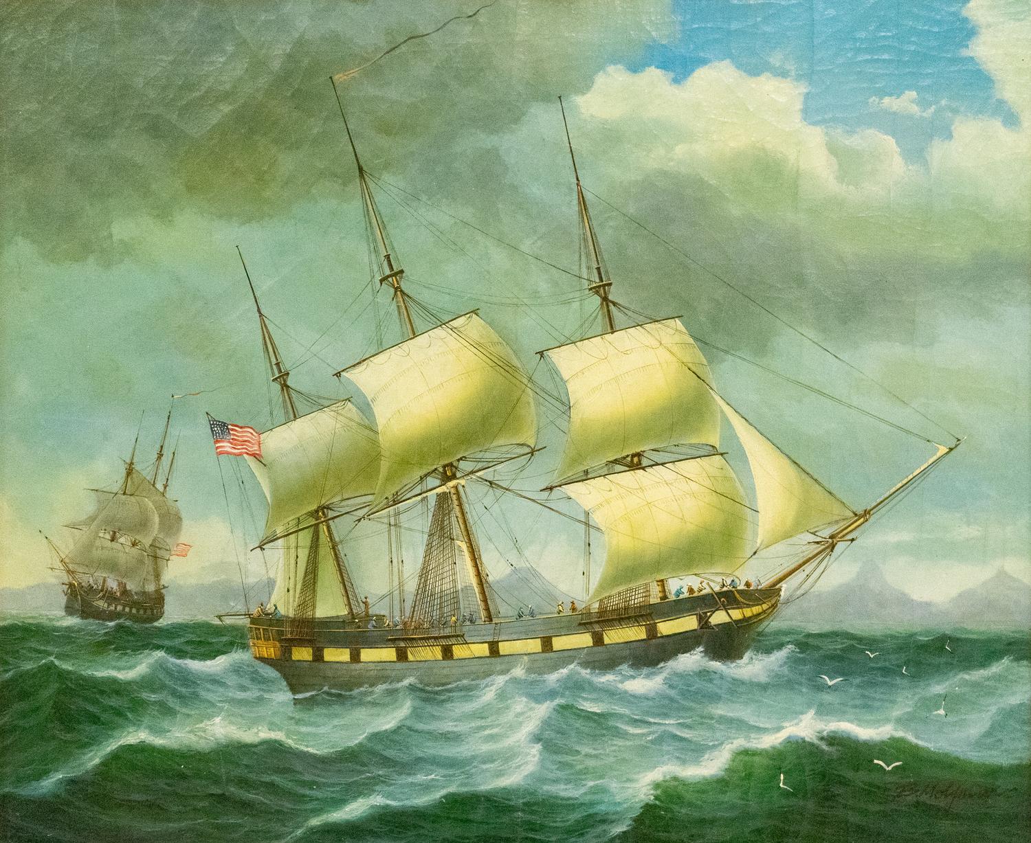 Sailboats at Sea (two works)