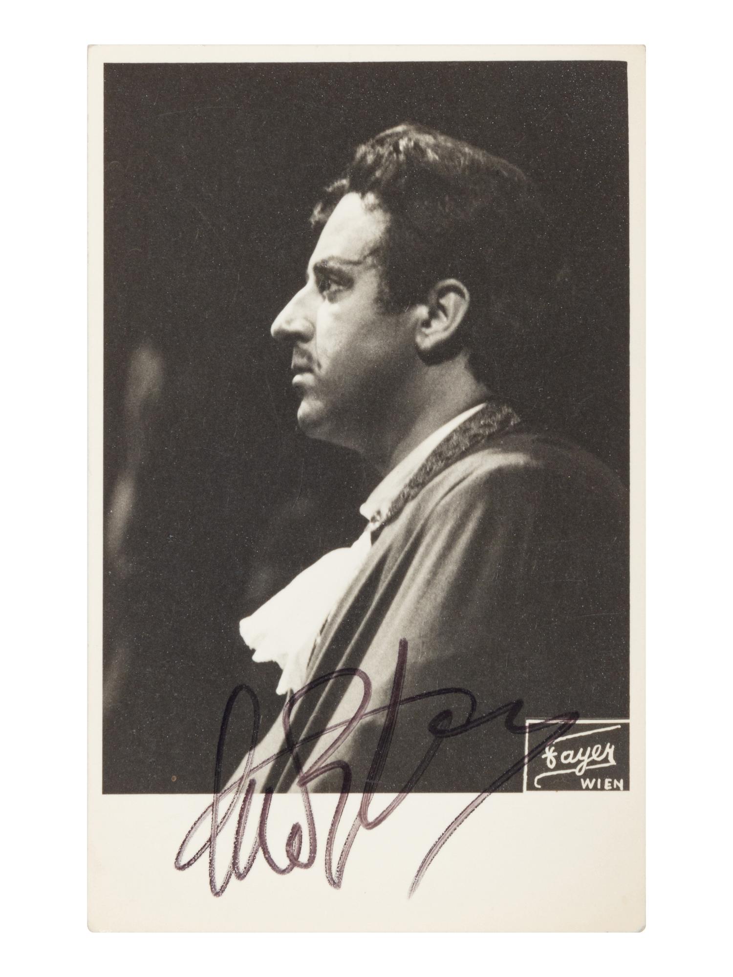 [20TH-CENTURY OPERA SINGERS]. A group of 6 signed photographs or photographic postcards of opera singers from the 1950s-1960s, comprising images of: