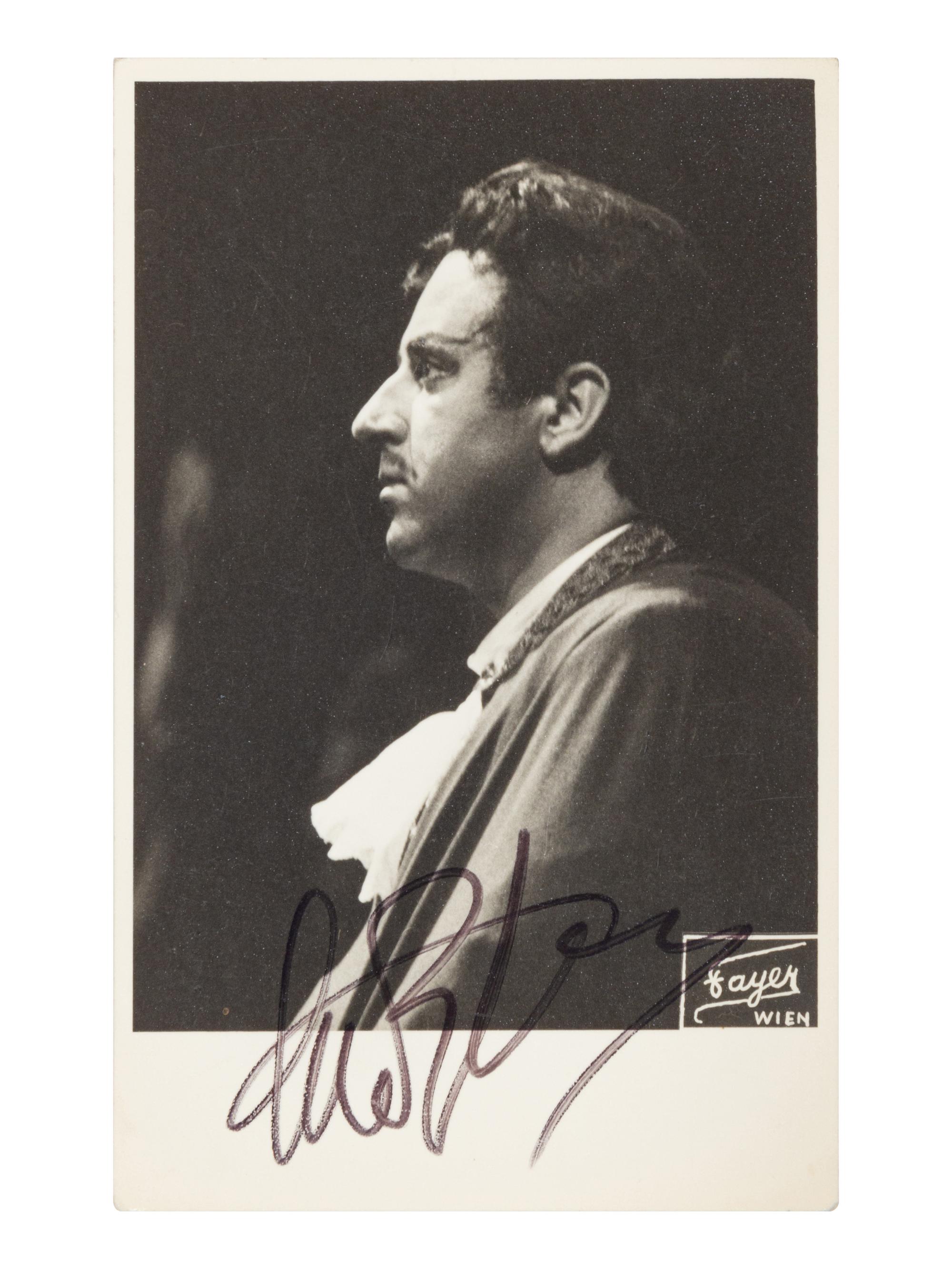 [20TH-CENTURY OPERA SINGERS]. A group of 6 signed photographs or photographic postcards of opera singers from the 1950s-1960s, comprising images of: