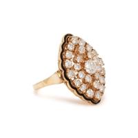 DIAMOND AND ENAMEL CLUSTER RING
