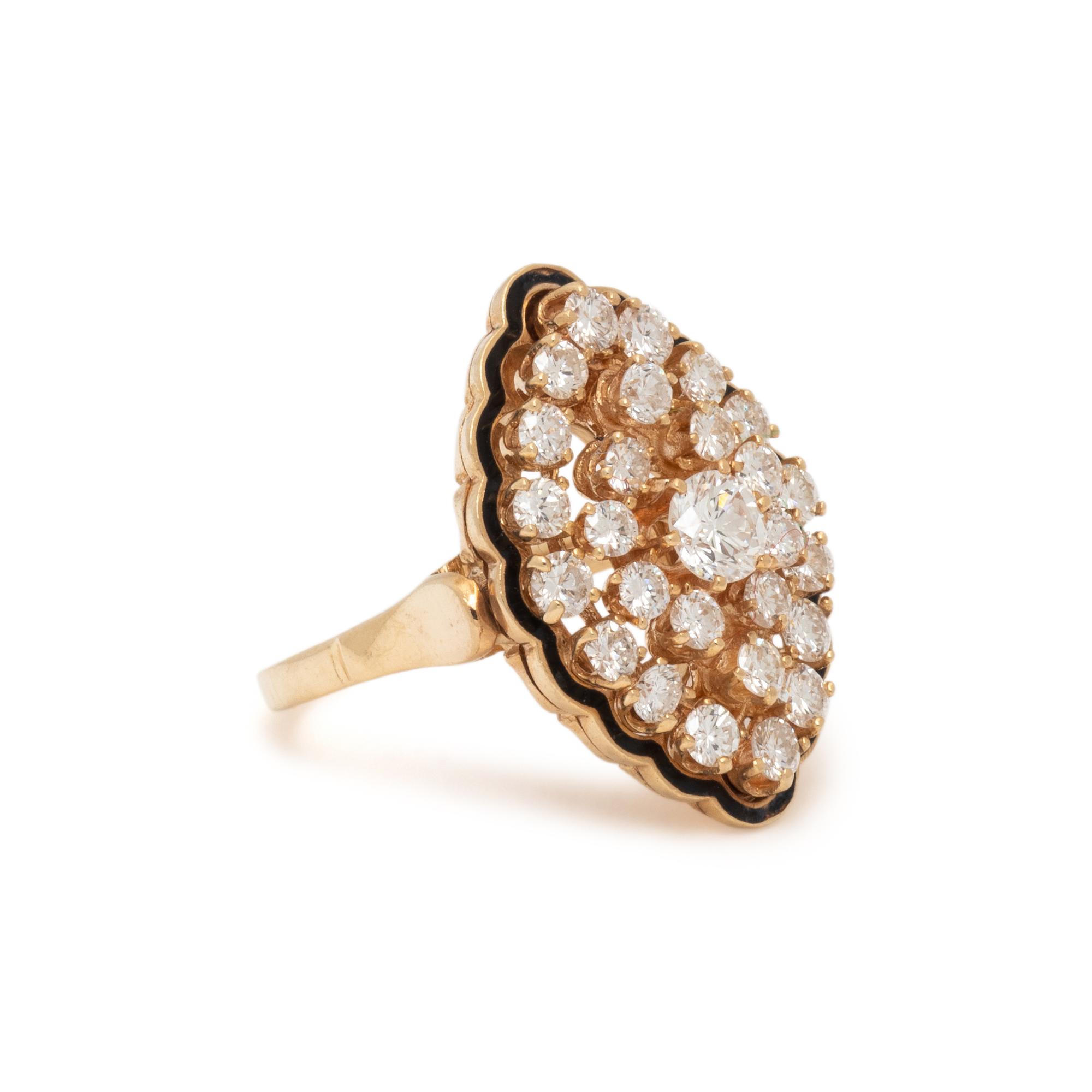 DIAMOND AND ENAMEL CLUSTER RING