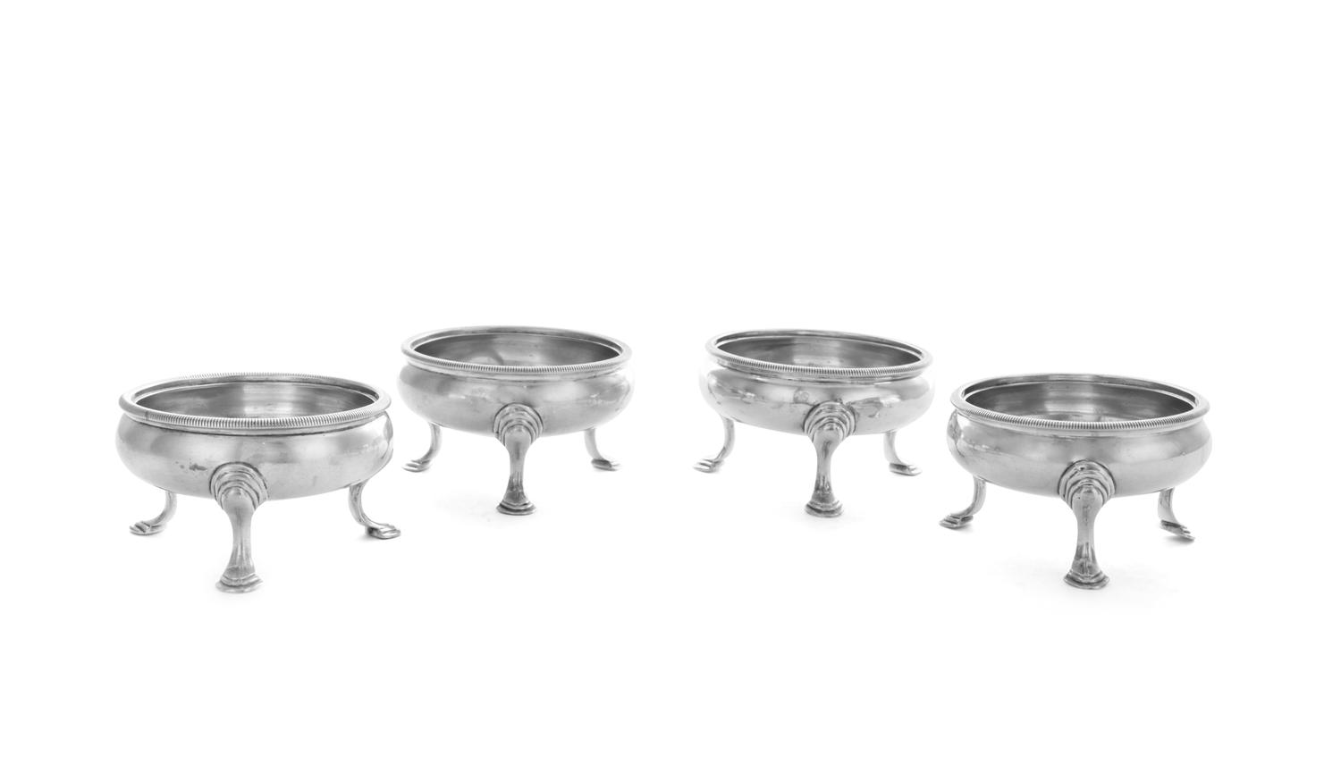 A Set of Four English Silver Salt Cellars