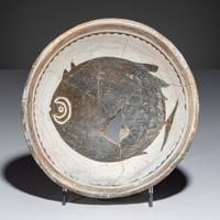 Ancestral Pueblo, Mimbres Classic Black-on-White Pottery Bowl, with Fish