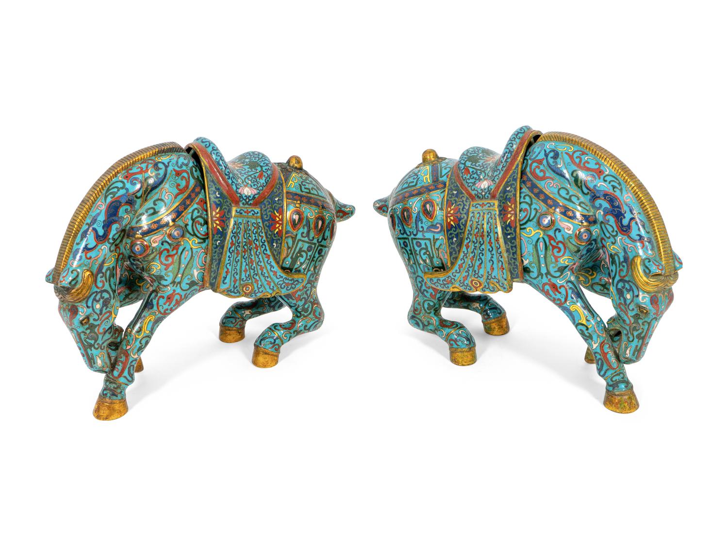 Two Pairs of Chinese Cloisonne Animals