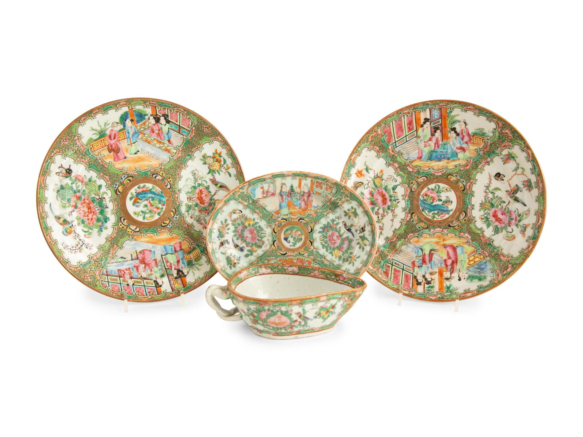 A Group of Chinese Rose Medallion Porcelain Articles