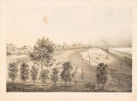 [Chicago Fire]. A group of 10 prints and 2 paintings, showing views of Chicago before and after the Great Fire, including: